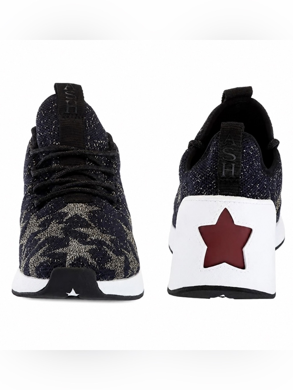 ASH Women's Jaguar Sneaker in Navy with Gold Stars SZ 39/US9